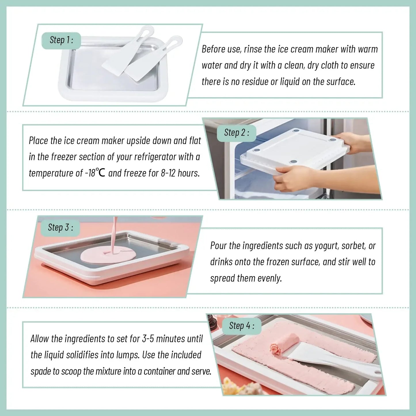 Multifunctional Rolled Ice Cream Maker - Cold Sweet Fried Ice Pan - DIY Household Frozen Yogurt Maker - for Homemade Stir-Fried