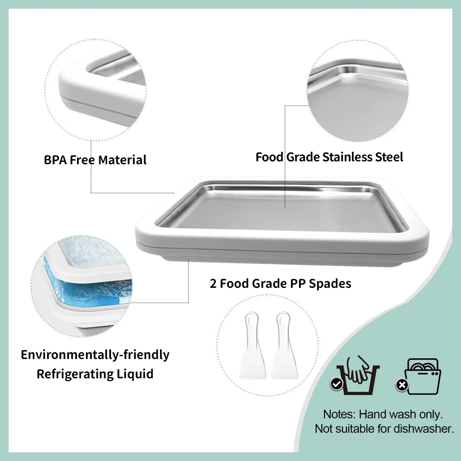 Multifunctional Rolled Ice Cream Maker - Cold Sweet Fried Ice Pan - DIY Household Frozen Yogurt Maker - for Homemade Stir-Fried